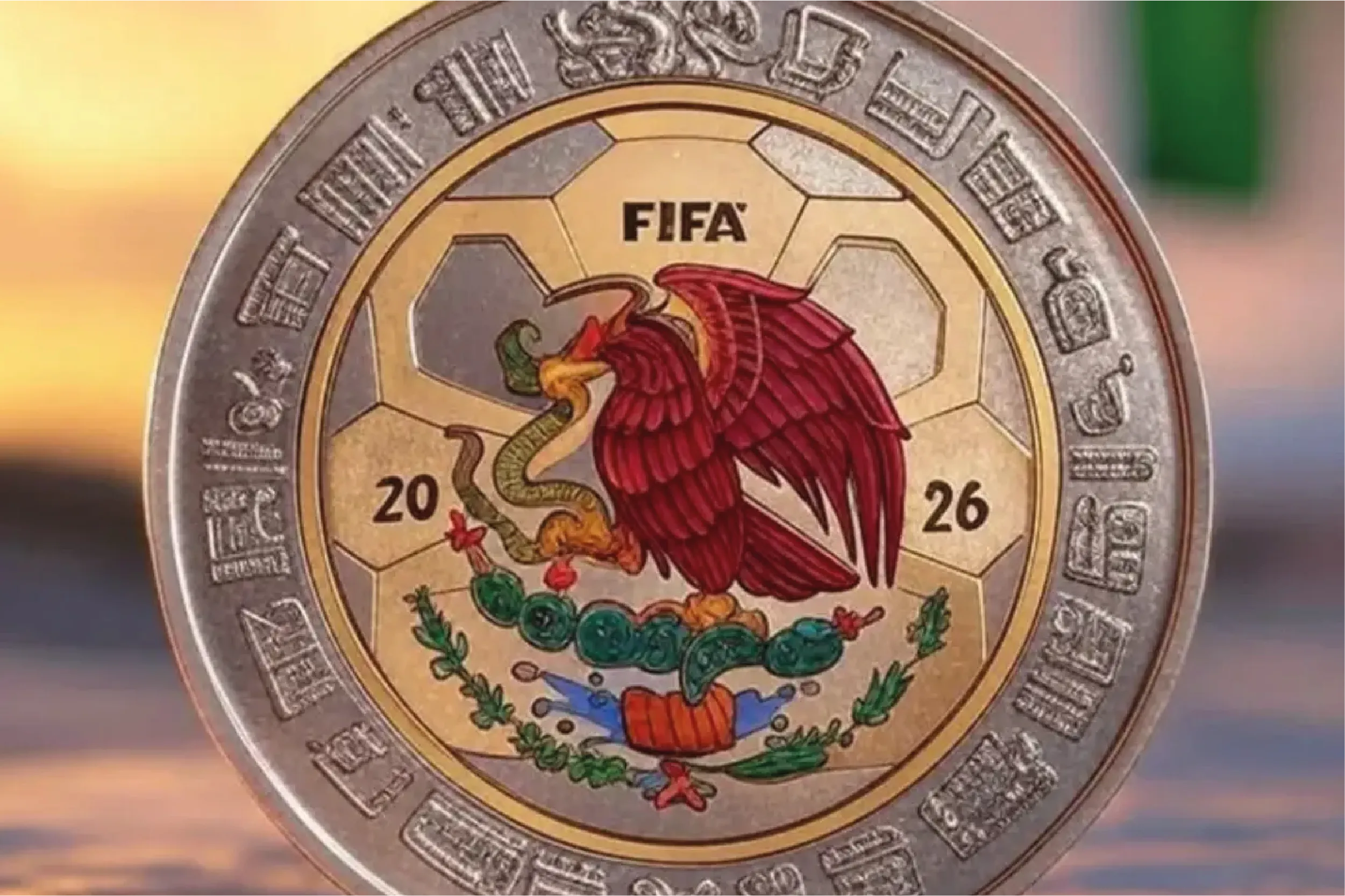 Diseños preliminares de las monedas conmemorativas del Mundial 2026 que emitirá el Banco de México en oro, plata y versión bimetálica.