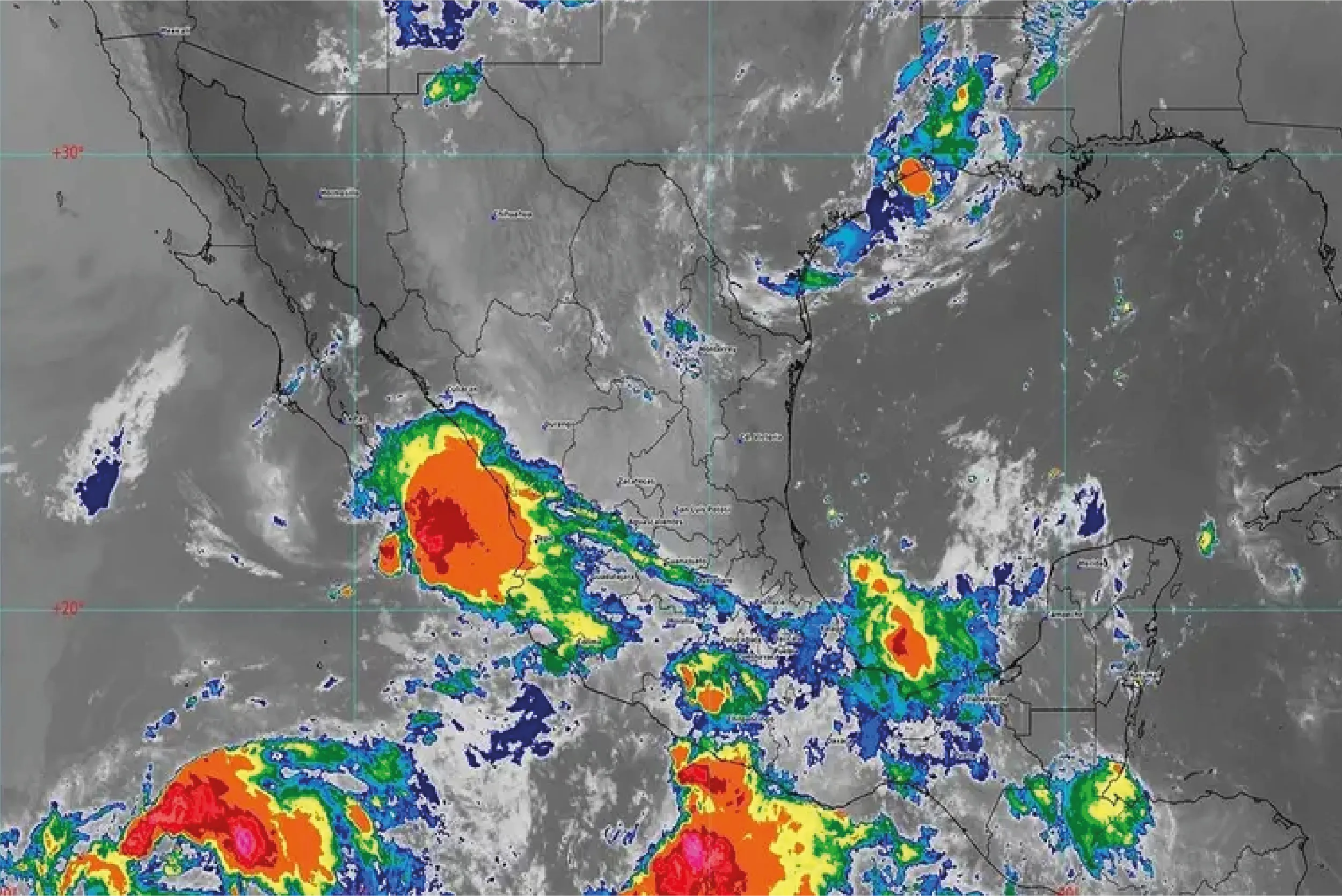 Imagen satelital de la tormenta tropical Gil avanzando en el Pacífico.