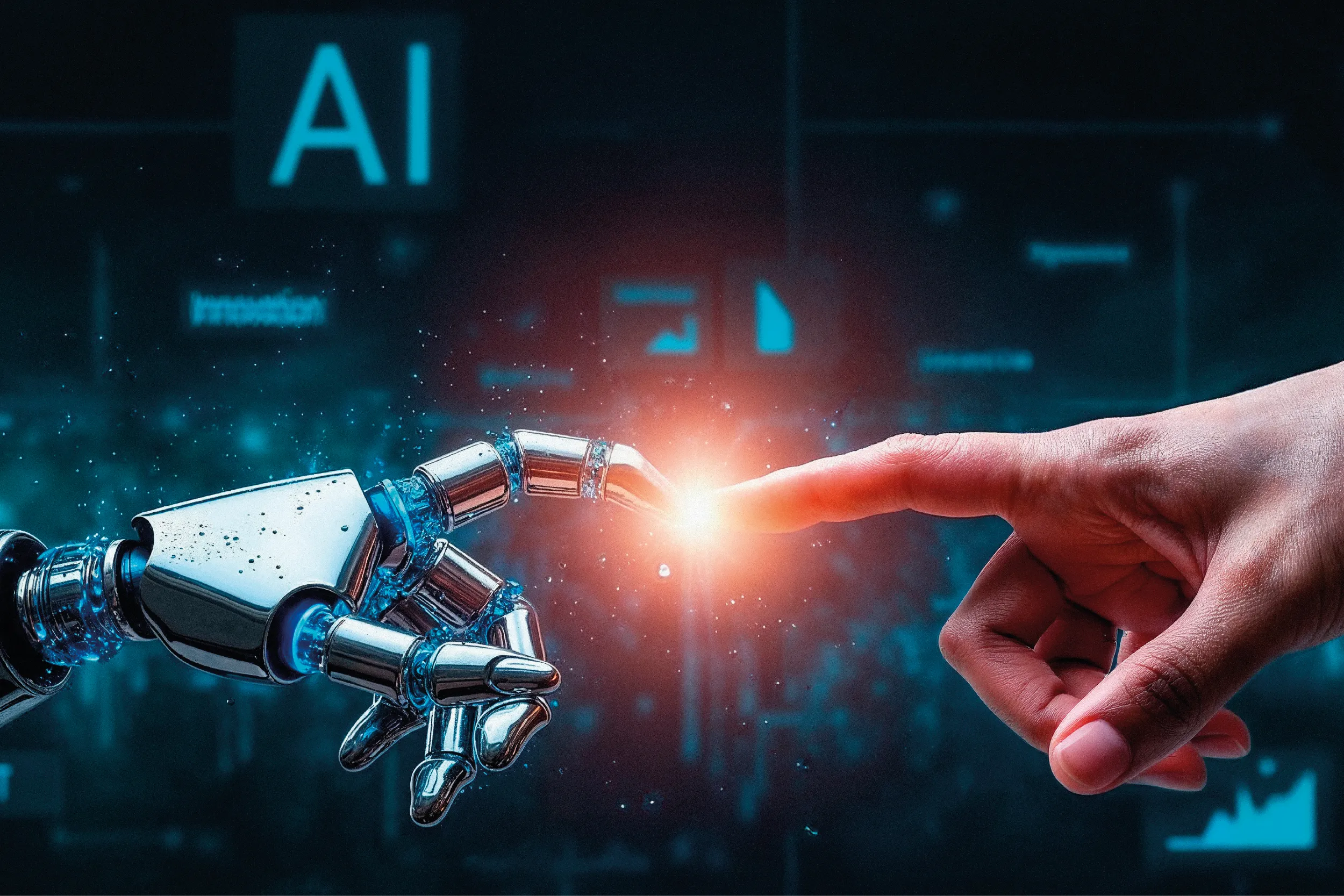 Robots y humanos interactuando: el futuro de la AGI.