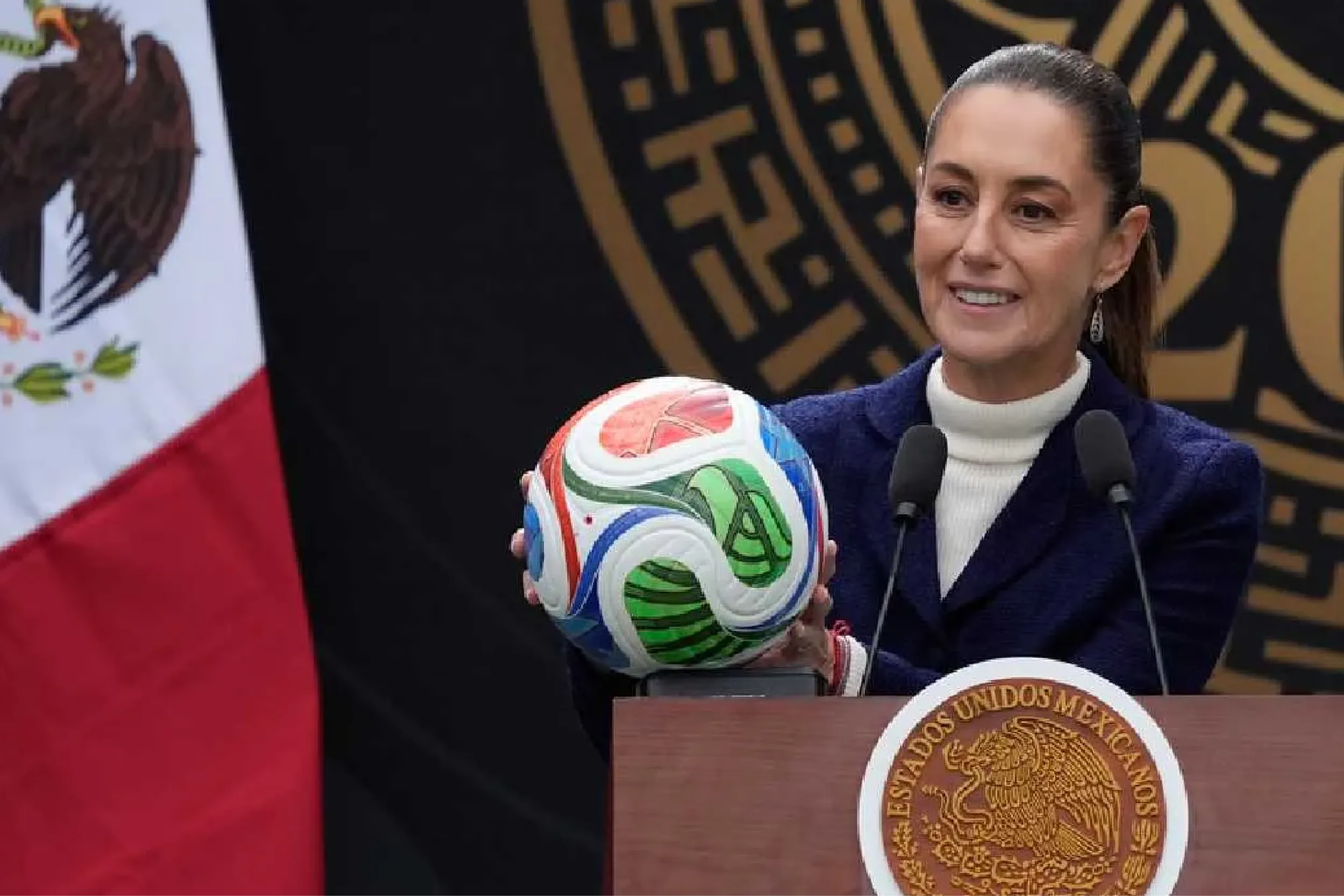 La presidenta Claudia Sheinbaum encabezó la presentación oficial de la Copa Mundial FIFA 2026.