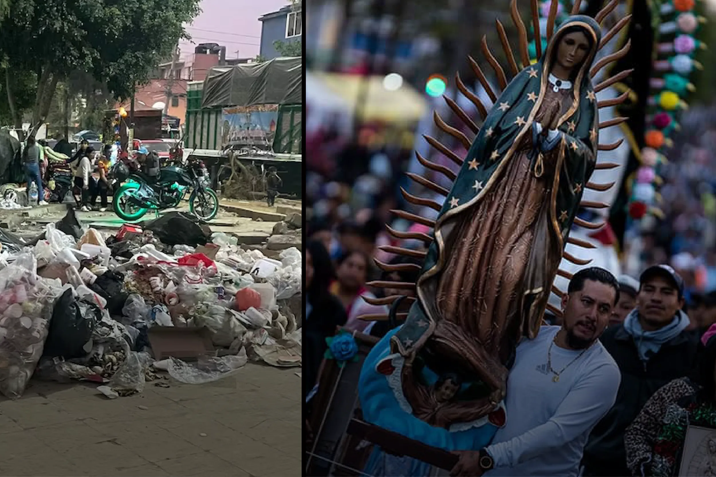 El Tepeyac amanece con 536 toneladas de basura tras la celebración guadalupana.