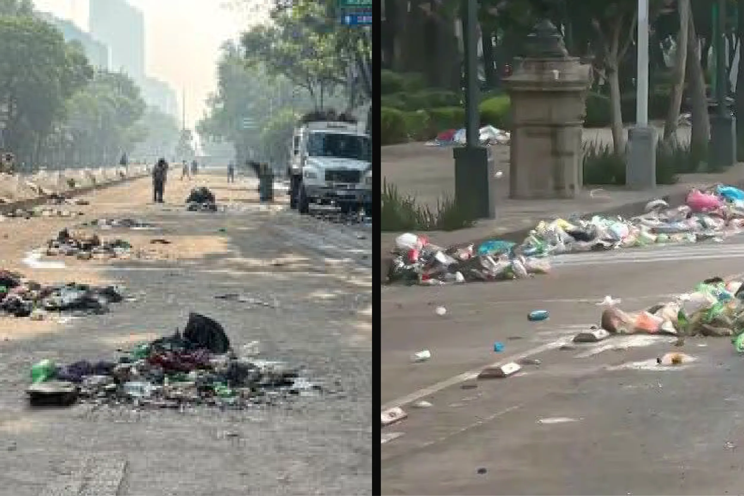 Festejo por victoria de México en el Mundial deja toneladas de basura en Paseo de la Reforma.