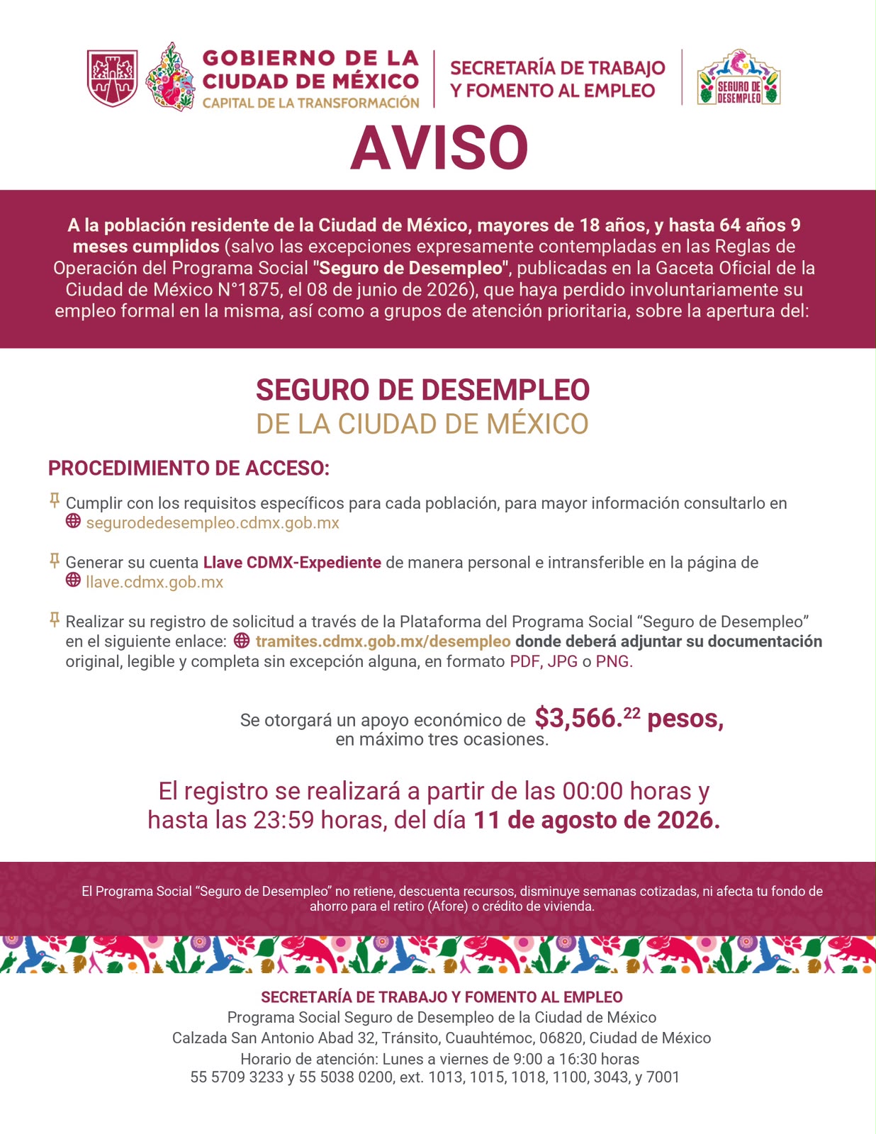 Seguro de Desempleo CDMX 2026.