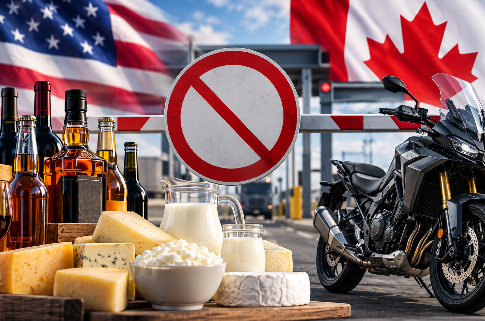 Tensión comercial entre EU y Canadá: vetan alcohol, lácteos y motocicletas
