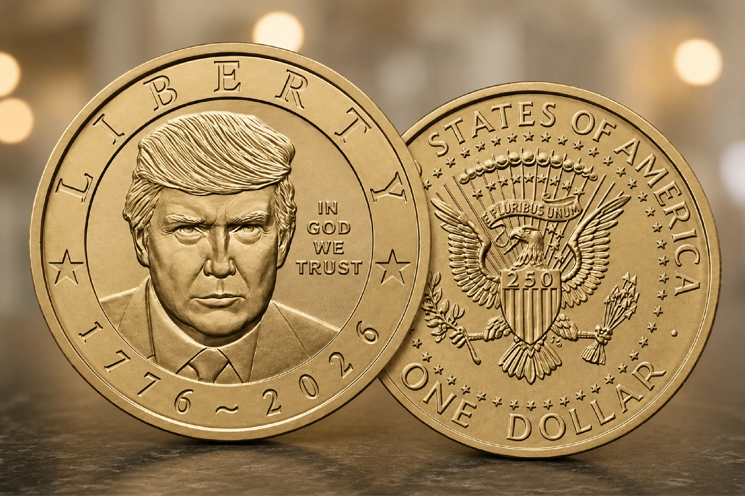 Moneda de Trump de 1 dólar.