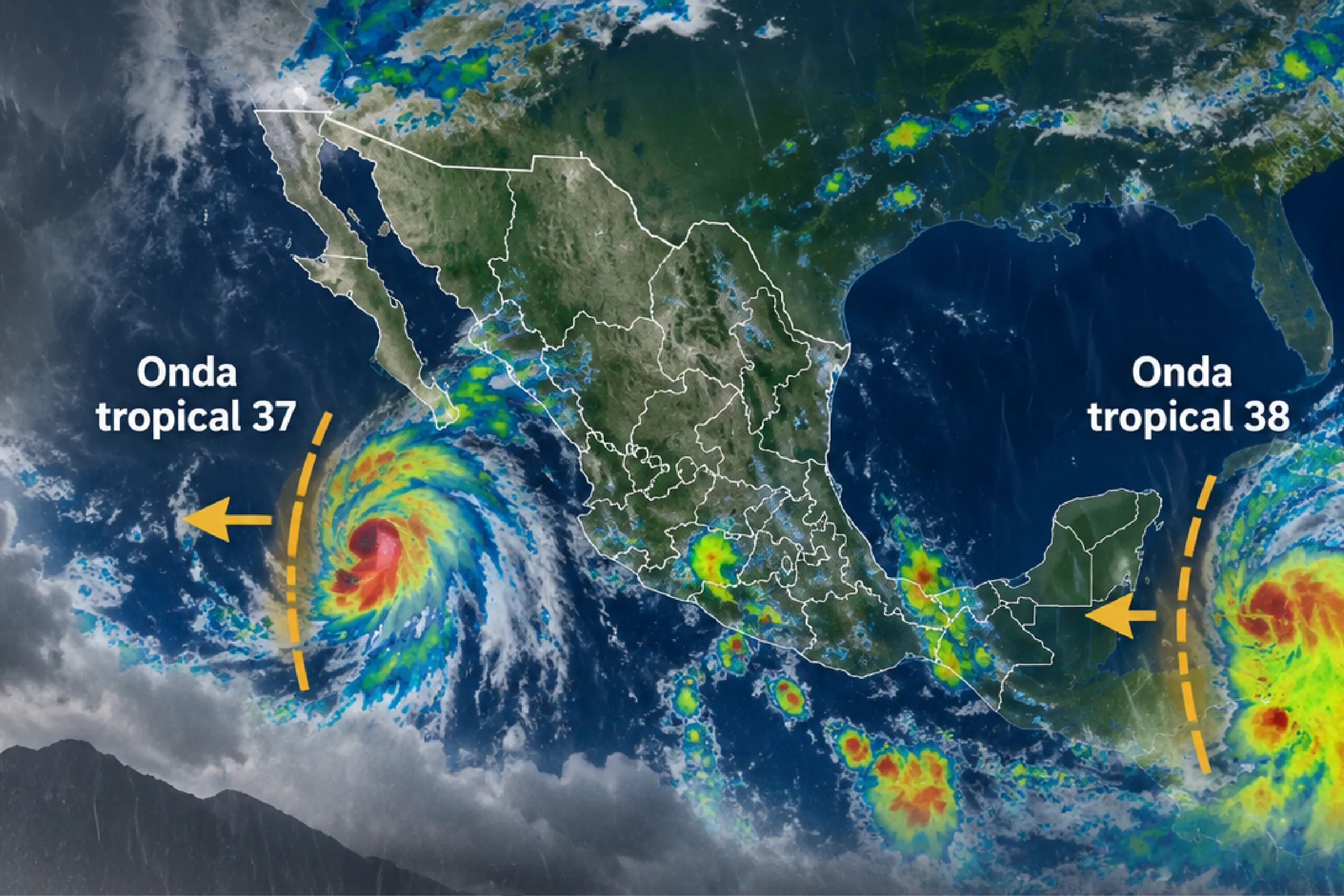 Onda tropical 38 avanza por México.