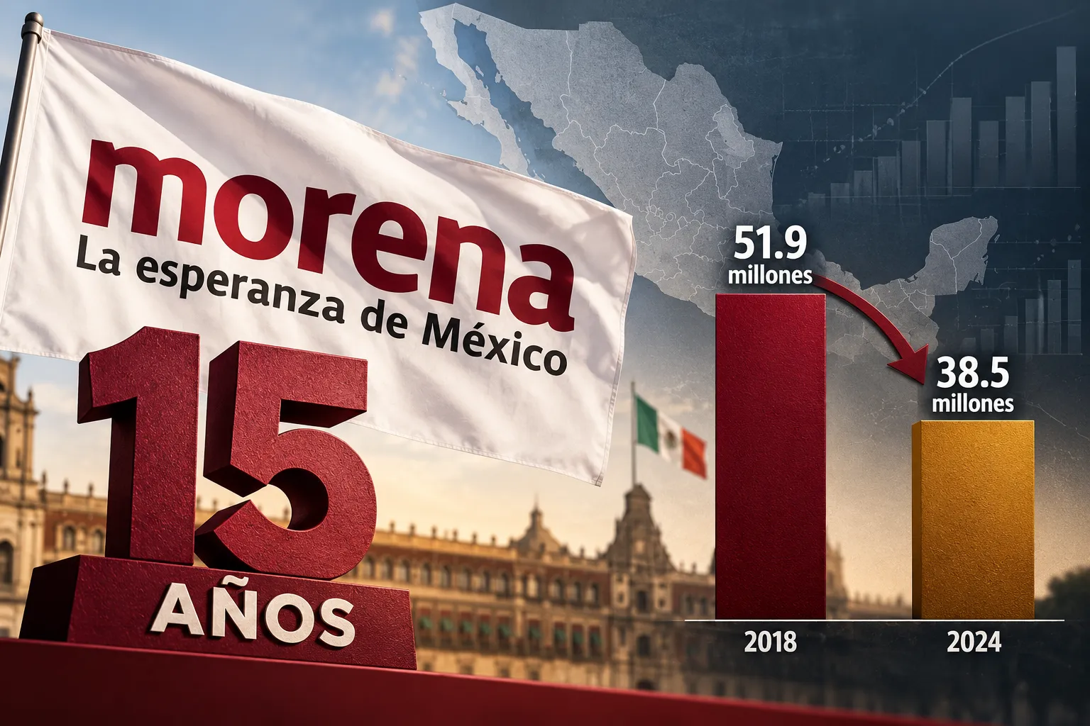 Morena cumple 15 años: 13.4 millones salieron de la pobreza.