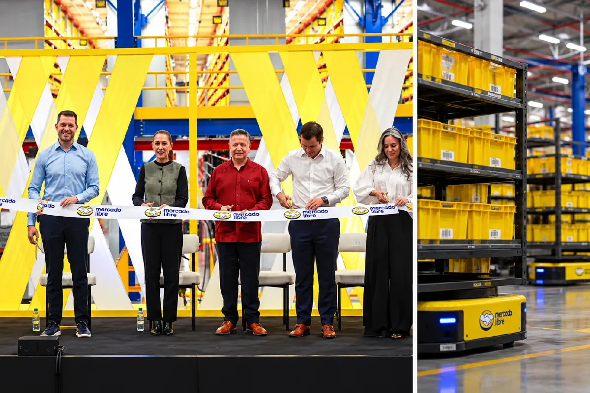 Mercado Libre inauguró en Hidalgo su primer centro de distribución robótico en México, equipado inicialmente con 240 robots autónomos.
